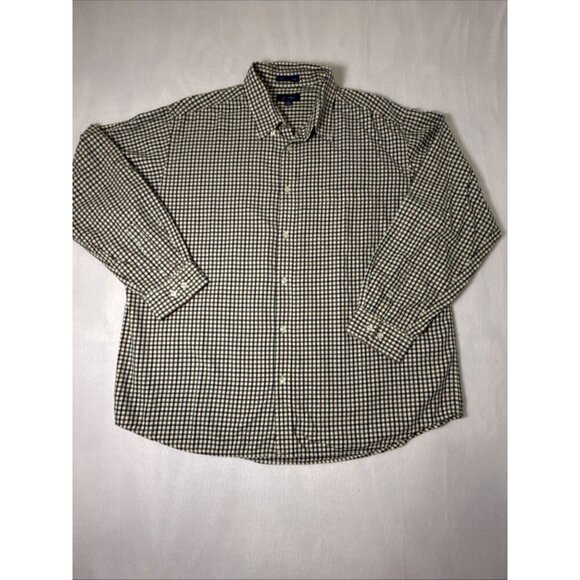 J Ashford Mens Shirt XXL Button Down Long Sleeve Checker Blue Rust Red - Picture 1 of 9